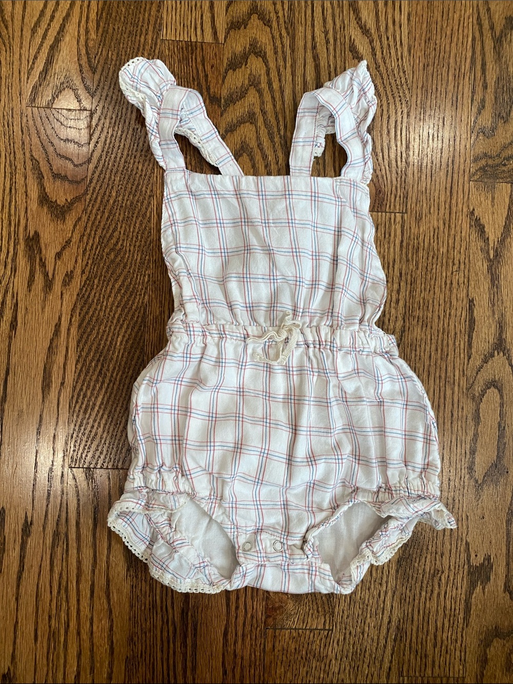 Red/white/blue plaid LALi romper, size 24m. Excellent, barely worn condition